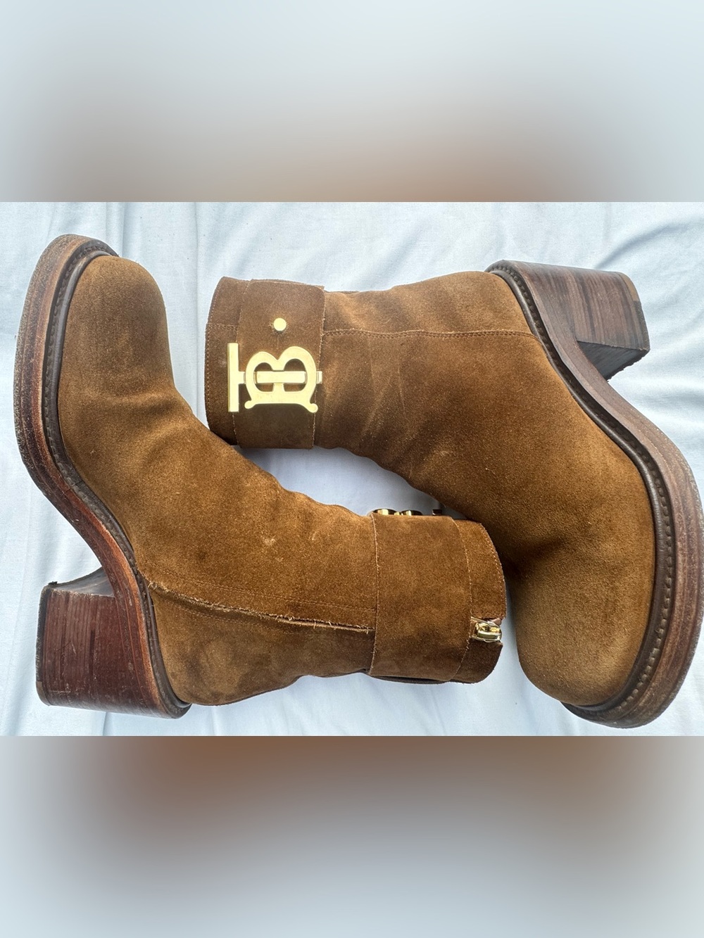 Burberry Westella Brown Suede TB Monogram Ankle Boots EU 40 - Picture 10 of 15